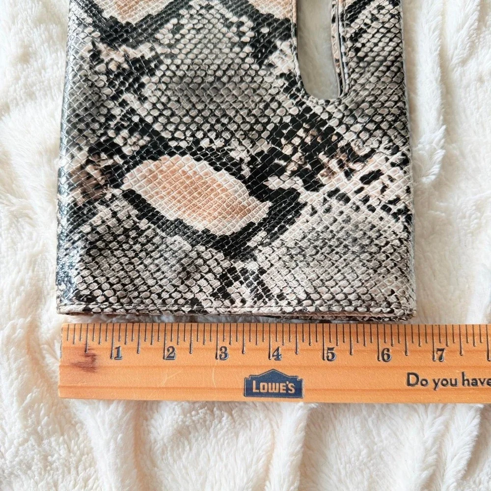 Nine West, Faux Snakeskin Envelope Clutch Handbag, Beige Gray Black